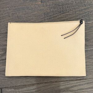 COACH FOLIO CLUTCH CREAM PEBBLED LEATHER SMOOTH BLACK EUC